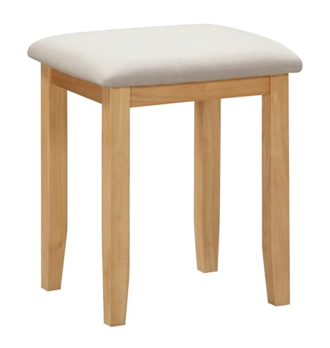 Hallowood Furniture Aston Beige Dressing Table Stool, Cushioned Wooden Vanity Stool with Beige Padded Seat, Ideal for Bedrooms, Makeup Areas & Living Room Comfort - Image 7