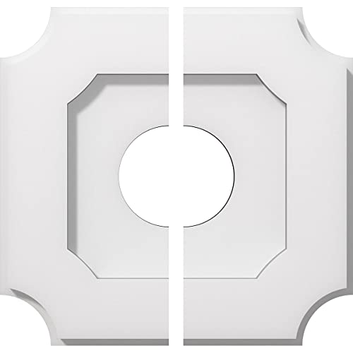 Ekena Millwork CMP10LE2-03000 Locke Architectural Grade PVC Contemporary, Two Piece Urethane Ceiling Medallions 10"OD x 3"ID x 6"C x 1"P