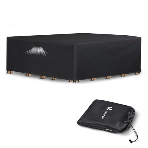 vounot® Housse Salon de Jardin Bâche de Protection Extérieur 420D Oxford avec Coutures Renforcées pour Mobilier Imperméable Résistant avec Fenêtre Ventilation et Boucle Verrouillage 250x250x73cm
