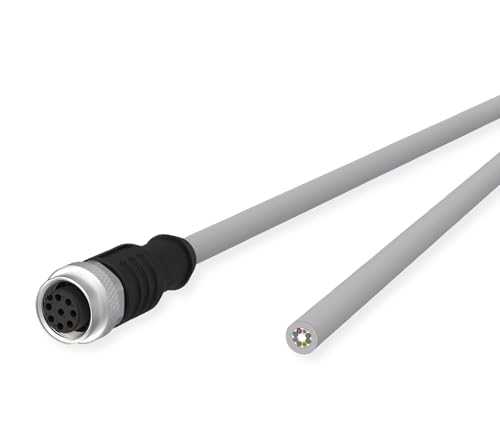 Cable de sensor M12 hembra recto de 2m con código A y extremo libre para sensores y actuadores
