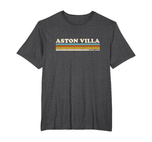 Retro Stripe Aston Villa T-Shirt, Men's Big and Tall, Dark Heather Grey, 4X Tall
