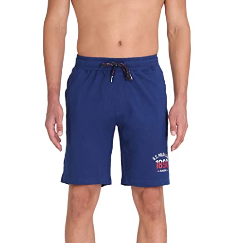 U.S. Polo Assn. Men’S Comfort Fit Solid Cotton Poly Shorts Pack Of 1 (I670-008-Pl_Mid Blue_L)