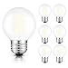 CRLight 6W Dimmable LED Globe Bulb 4000K Daylight White, 60W Equivalent 600 Lumens, E26 Base Edison Style G16 Globe Frosted Glass Ceiling Fan Bathroom Vanity LED Filament Light Bulbs, 6 Pack