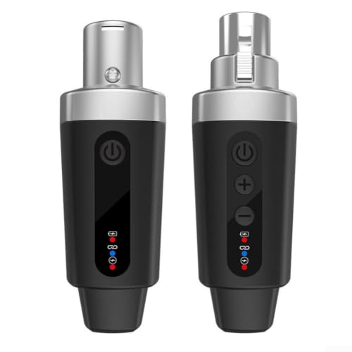 Convertidor de micrófono inalámbrico 2.4G, sistema transmisor y receptor XLR para micrófonos dinámicos, rango de 50M, soporte de 48V, recargable por USB, interfaz metálica (1 en 1) miniatura 5