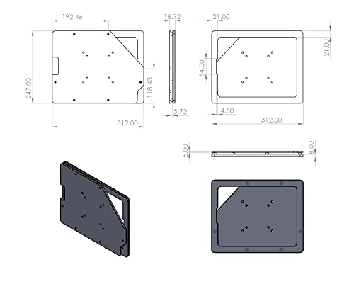 TABcare Anti-Theft Acrylic VESA Enclosure for Apple iPad Pro 12.9" 2018 2020 2021 with Free Wall Mount Kit & 90-Degree Angle USB C Cable (iPad Pro 12.9" 3/4/5, Black) by TABcare - Image 3