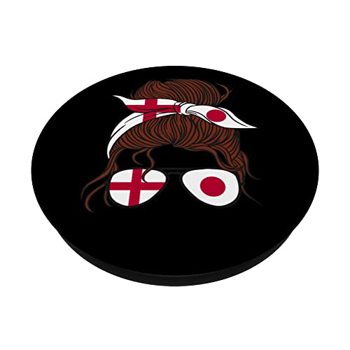 England and Japan Mix Half English half Japanese PopSockets Swappable PopGrip, Black - Image 2