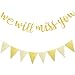 Produktbild We Will Miss You Banner Gold Glitzer Abschluss Banner und Dreieck Flagge Banner für Ruhestand Abschied Büro Weggehen Arbeit Party Dekorationen