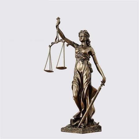 Dinggaoyikang The Lady Justice Statue, Sculpture Lady Justice Figure Antique Style Statue, Cold Cast Bronze Top Collection Sculpture Roman Goddess of Law Sculpture for Living Room or Office Decor