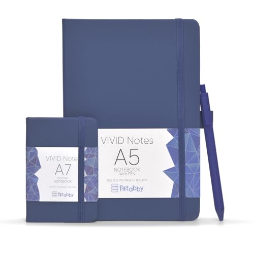 Image of Kitabby VIVID Notes Combo A5 & A7 Notebook - Navy Blue