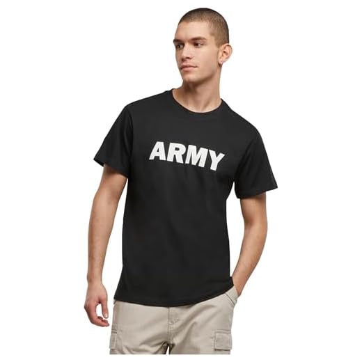 Brandit T-Shirt Militaire Homme T-Shirt Manches Courtes Noir M 100% Coton Regular/Coupe Standard