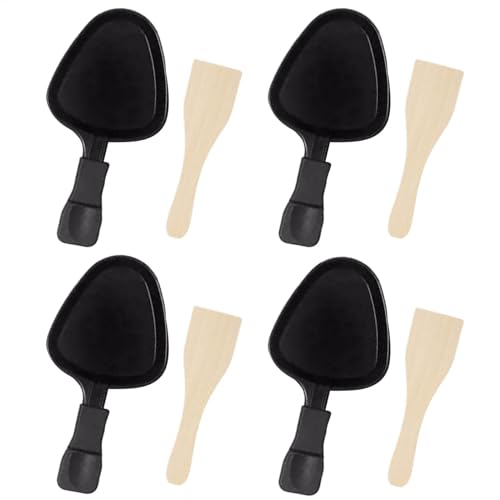 Non-Stick Raclette Pans,4X Non-Stick BBQ Cooking Pans, Non-stick Raclette Frying Pans,Multi-function Cheese Pans With Spatula For Restaurant Outdoor Indoor Kitchen
