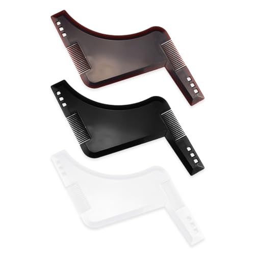 DUINIU Pettine per Barba da Uomo 3 Pezzi, Pettine per Barba E Basette, Modello per Lo Stile della Barba del Mento, Strumento per Tagliare La Barba.