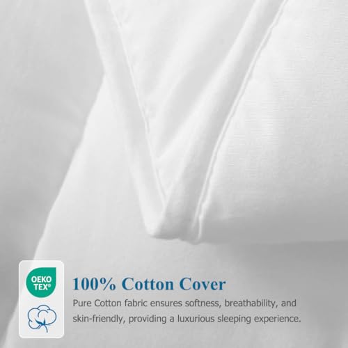 Image of Dafinner 100% Cotton Cover Lightweight Down Alternative Comforter King Size, Ultra-Soft Duvet Insert for Warm Weather, GRS Recycled Microfiber Breathable Bed Quilt (104x88 inch, White)
