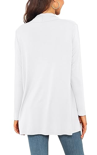 Image of Veryoung Long Sleeve Plus Size White Sweaters for Women Cardigan Lightweight Casual Business Work Fall Open Front Cardigans Shrug Top with Pockets,3XL