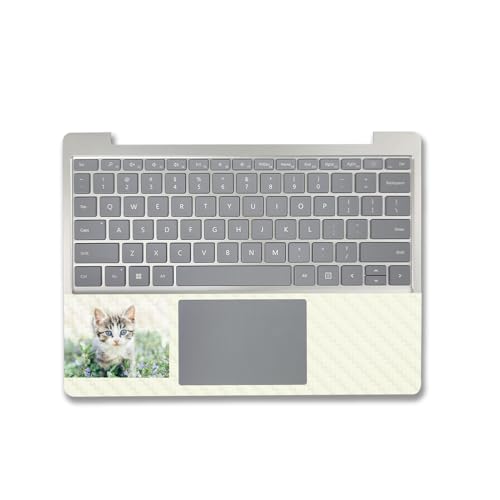 Image of MightySkins Carbon Fiber Skin Compatible With Microsoft Surface Laptop Go 3 (2023) Full Wrap Kit - Blue Eyed Kitten | Protective, Durable Textured Carbon Fiber Finish | Easy To Apply | Made in the USA