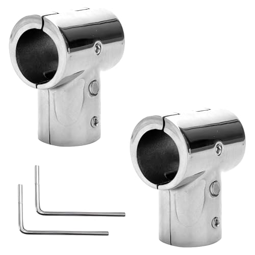 316 Stainless Steel Boat Marine Handrail for 25.5mm (1 inch) Tube 90 Degree T/Tee Fitting Rail Connector Split (Silver 2 Pieces)
