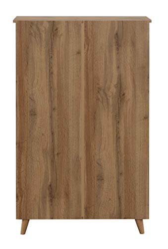Image of DeckUp Plank Bei 4 Door Engineered Wood Shoe Rack with Wooden Legs (Wotan Oak and White, Matte Finish) 34D x 77W x 124H Cm