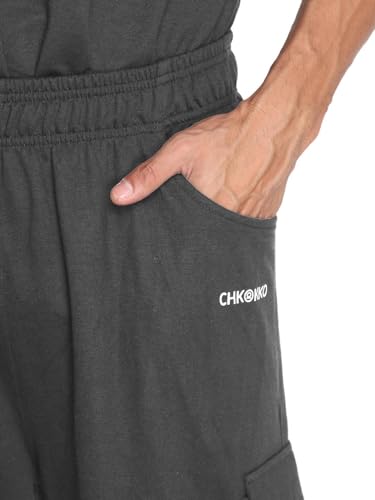 Image of CHKOKKO Men's Baggy Track Pants for Gym Workout Running Casual Wear Sports Lower with Pockets Adjustable Drawstring Waist Lightweight Quick Dry Activewear Fitness