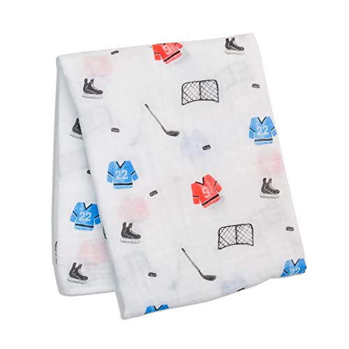 Lulujo Baby Swaddle Blanket| Unisex Softest 100% Cotton Muslin Swaddle Blanket| Neutral Receiving Blanket for Girls & Boys | 47in x 47in Hockey by Lulujo - Image 4