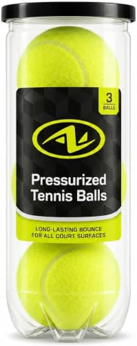 Athletic~Work Pressurized Tennis Balls, 3-Pack, Premium Felt for All Court Surfaces, Reliable Bounce, Reusable Can for Practice & Match Play