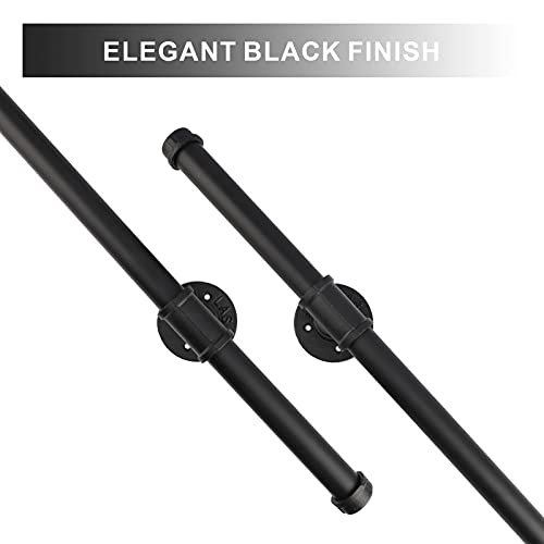 Scieo 5Ft Staircase Handrail With 3 Wall Mount Support Industrial Loft Straight Style Pipe Banister Metal Galvanized Steel Grab Bar Hand Railing Indoor Outdoor Deck Hand Rail, Black #TOP3