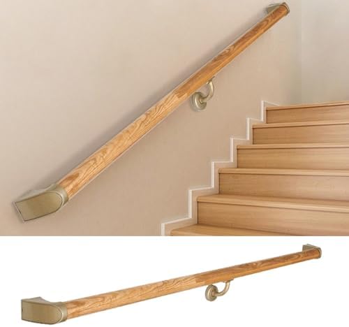 Indoor Wooden Stair Railings - Safe Pine Support Rods & Metal Brackets for Stair Safety, Attic Guardrails, Hospital Corridor Use - Durable & Stylish Design