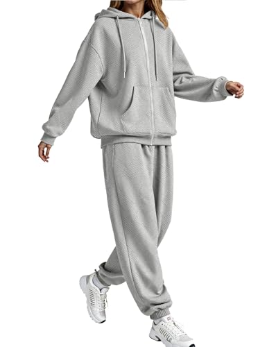 SHESHOW Fall Outfits for Women Oversized Zip up Hoodie Sweatshirt Jogger Sweatpants 2 Piece Sweatsuits Lounge Sets2