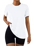 Suncife Women Workout Tops Short Sleeve Gym Shirts Summer Athletic Yoga Loose Fit Tshirts (White,XL)