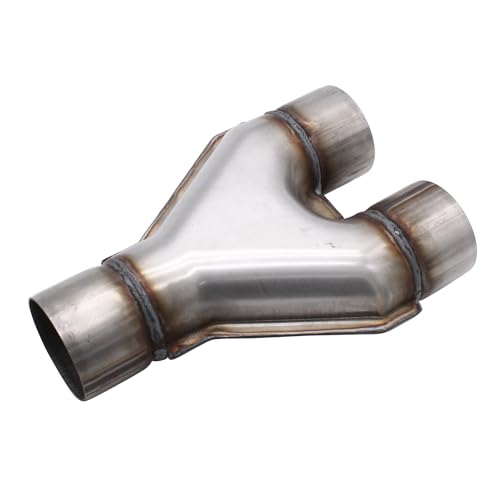 2.5 Y Pipe Universal Stainless Steel Exhaust Tip Dual 2.5 Inlet 2.5 Outlet Overall Length 10 Stainless Steel Muffler Exhaust Tip