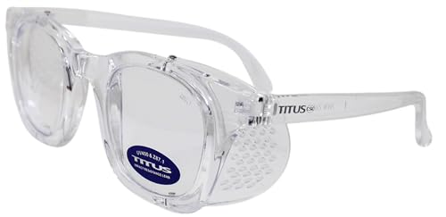 TITUS G12 Retro Style Safety Glasses Soft Folding Stainless Steel Mesh OR Color Matched Side Shield (Transparent Frame/Matching Clear Lens & Shields, Glasses Only)