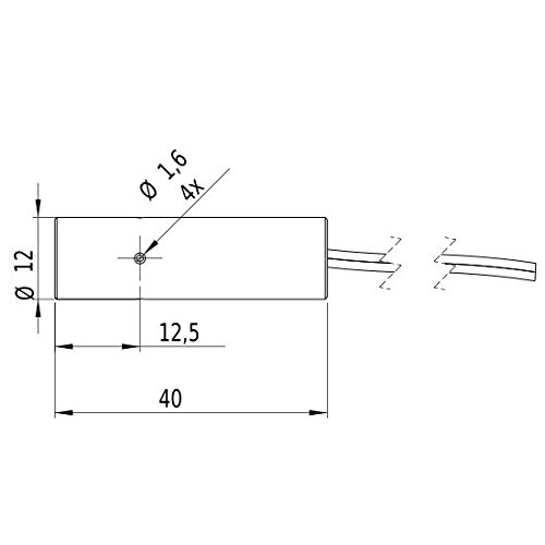 Punktlaser, rot, 650 nm, 1 mW, 3 V DC, Ø12x40 mm, Laserklasse 2, Fokus fixed (3.4m), Kabellänge 120 mm - 70113303