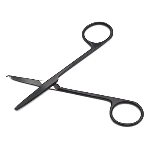 Image of 4.5 inch Stitch Scissors with Black Color Coating - Premium Quality Instrument- Delicate Hook - Perfect for Suture Removal, First Aid, EMS Training (Straight)