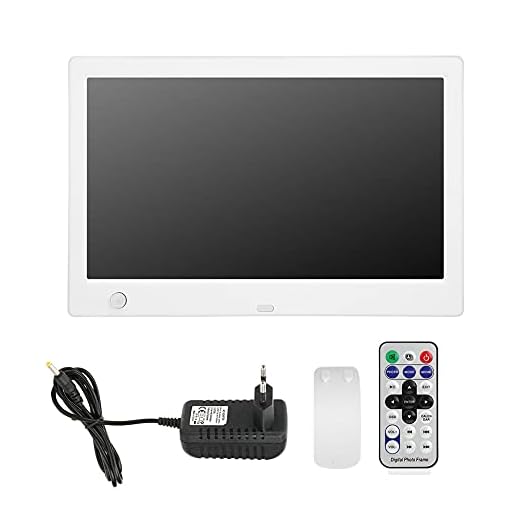 Digital tavelram 10 tum, IPS-skärm, 1024 * 600, Infraröd fjärrkontroll, Spela med en knapp, Smart fotoram med 16 MB minneskort och 32G maxläsning för hemmet eller kontoret(vit)