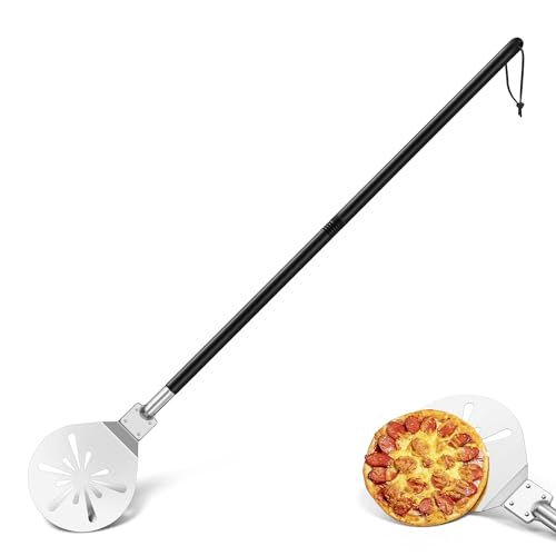 Herogo Łopatka do pizzy, perforowana łopatka do pizzy, 20 cm, stal nierdzewna, akcesoria metalowe ze zdejmowanym uchwytem, gładka powierzchnia i bezpieczna w piekarniku, 20,5 cm