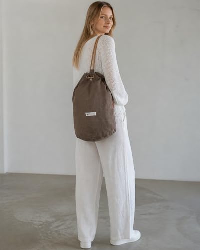 Image of The House of tara Distressed Canvas Backpack /Rucksack for Unisex | 20 Litres | Casual Cotton Bag with Spacious Compartment & Drawstring Strap | Suitable for Everyday Essentials