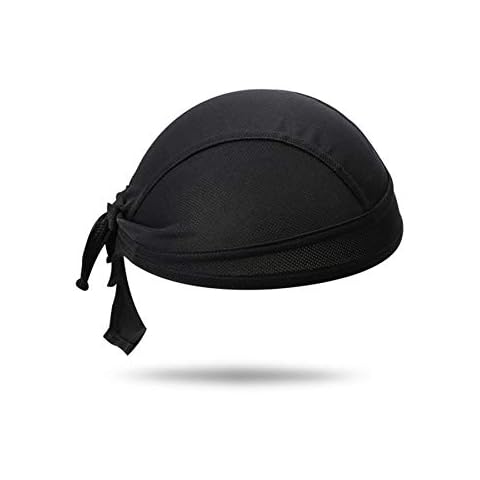 BEISIJIA Sports Cycling Hat Quick Dry Bandana Skull Cap Adjustable UV Protection Cycling Cap Running Beanie Bike Motorcycle Pirate Hat Under Helmet Headband for Men Women (Black) Cover