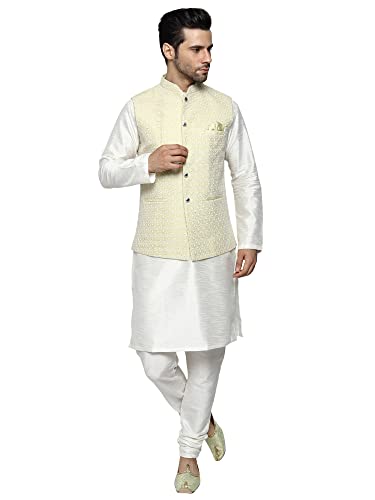 Image of Uri and MacKenzie Men's Silk Blend Kurta Pajama with Designer Ethnic Nehru Jacket /Modi Jacket