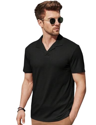 Image of Men's Ribbed Polo Tshirt (42, Black)