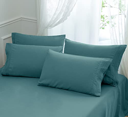Aormenzy Microfiber Pillow Cases, Queen Size, Teal, Set of 4