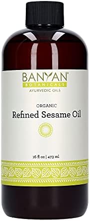 Banyan Botanicals Refined Sesame Oil - USDA Organic, 16 oz - Unscented Traditional Ayurvedic Oil for Massage