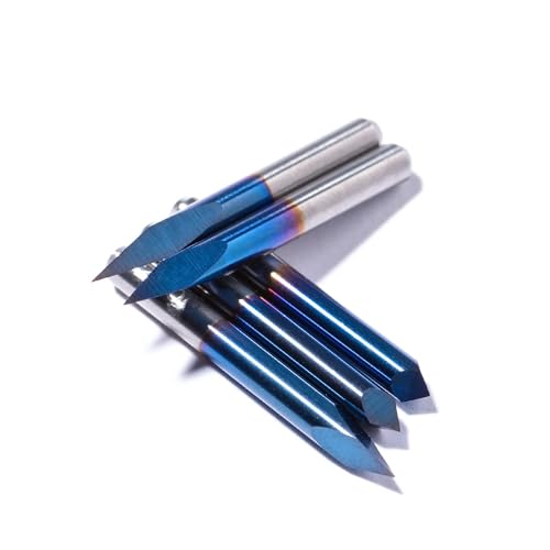 20/30/45/60/90deg 0.1mm Triangular CNC Router Bits Set, 1/8" Shank Engraving Carving V-Bit with Nano Blue Coating Sharp Pyramid Bits for Acrylic Wood MDF Aluminum Lettering Sign Making