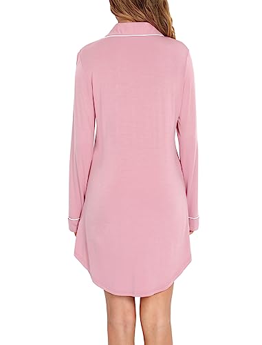 Image of Pjmlifecoco Nightgown for Women Button Down Sleepshirt Short /Long Sleeve Nightdress Soft Modal Sleepwear S-XXL