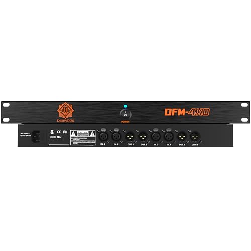 Image of DIGIMORE Anti-Feedback Processor w / 4 Mic Ins | Anti-Noise Chip | 150Hz-15kHz Freq. Shift | Transformer Based | Inbuilt Gain Boost | Feedback Manager for PA System, Stage Shows & Conferences (DFM-4XO)
