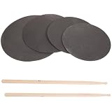 Übungspad Satz für Schlagzeug 12 Zoll mit Drumsticks, Schwarz