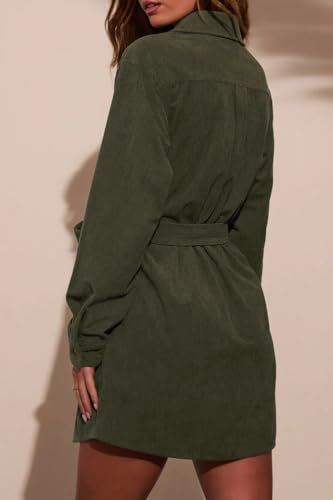 Robe mini en velours côtelé R.Vivimos avec poches pratiques et col V élégant - 5