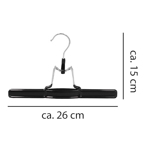 12 x Hosenbügel Klemmbügel schwarz VonBueren | Hosenspanner aus Metall | Kleiderbügel für Hosen | rutschfest | mit drehbarem Haken