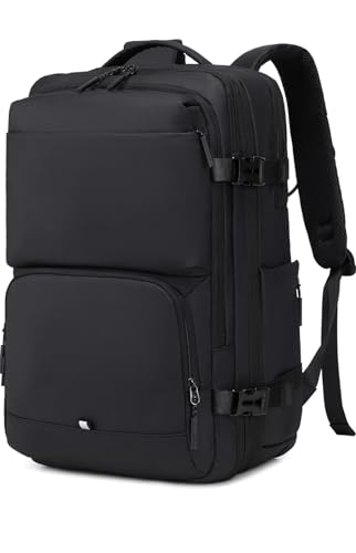 BAGOK Carry On Travel Backpack, 35L-40L Expandable Extra Large Airline Approved,Lightweight Daypack for Men and Women(Black)