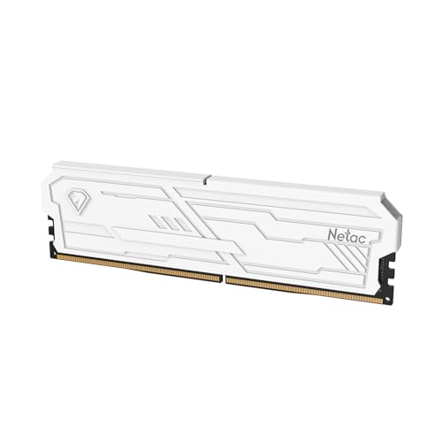 Netac DDR4 DRAM 8GB C16 3200MHz XMP 2.0 Dual Channel RAM (PC4-25600) 1.35V 288-Pin Aluminum Heat Sink Ideal for Gaming Computer - Shadow III White