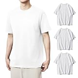 [Kaiyas] Tシャツ メンズ 半袖 肉厚生地 おおきいサイズ クルーネック 100綿 透けない(ホワイト(3枚組) 2XL)