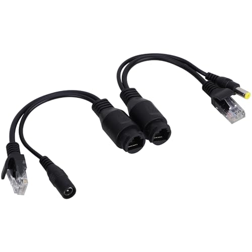 Passive POE Adapter Cable Splitter Injector Waterproof, 12V Power Over Ethernet, Plug and Play for WLAN, Router, Security Monitoring with Transmission Distance Up to 130 ft (Black)